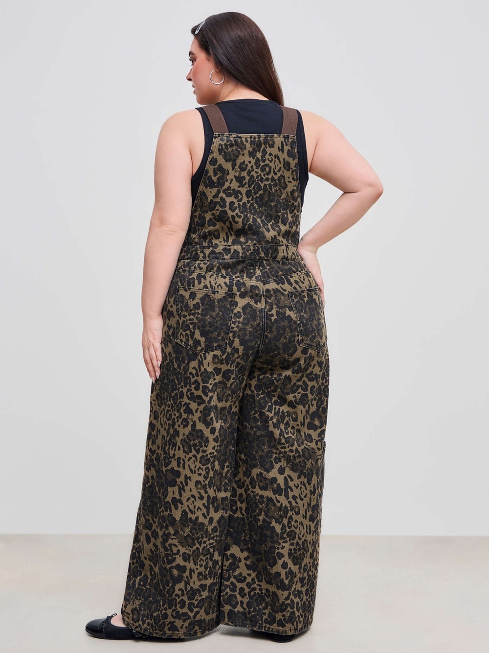 🔥 VIRAL CIDER Leopard Print Denim Wide Leg Overalls - Size XL 🔥 - Picture 3 of 10
